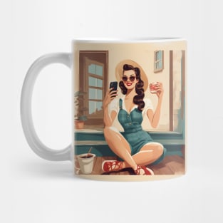 Coffee & Retro Connections Vintage Vibes Pin Up Girl Mug